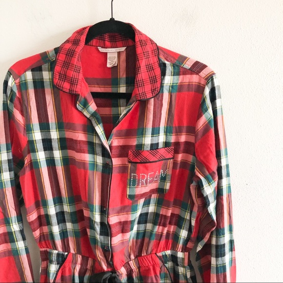 VICTORIAS SECRET plaid flannel dream romper small - Picture 3 of 9